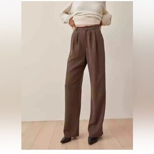 NWOT Reformation Mason High Waist Wide Leg Pants Brown Women's Size 2 $178